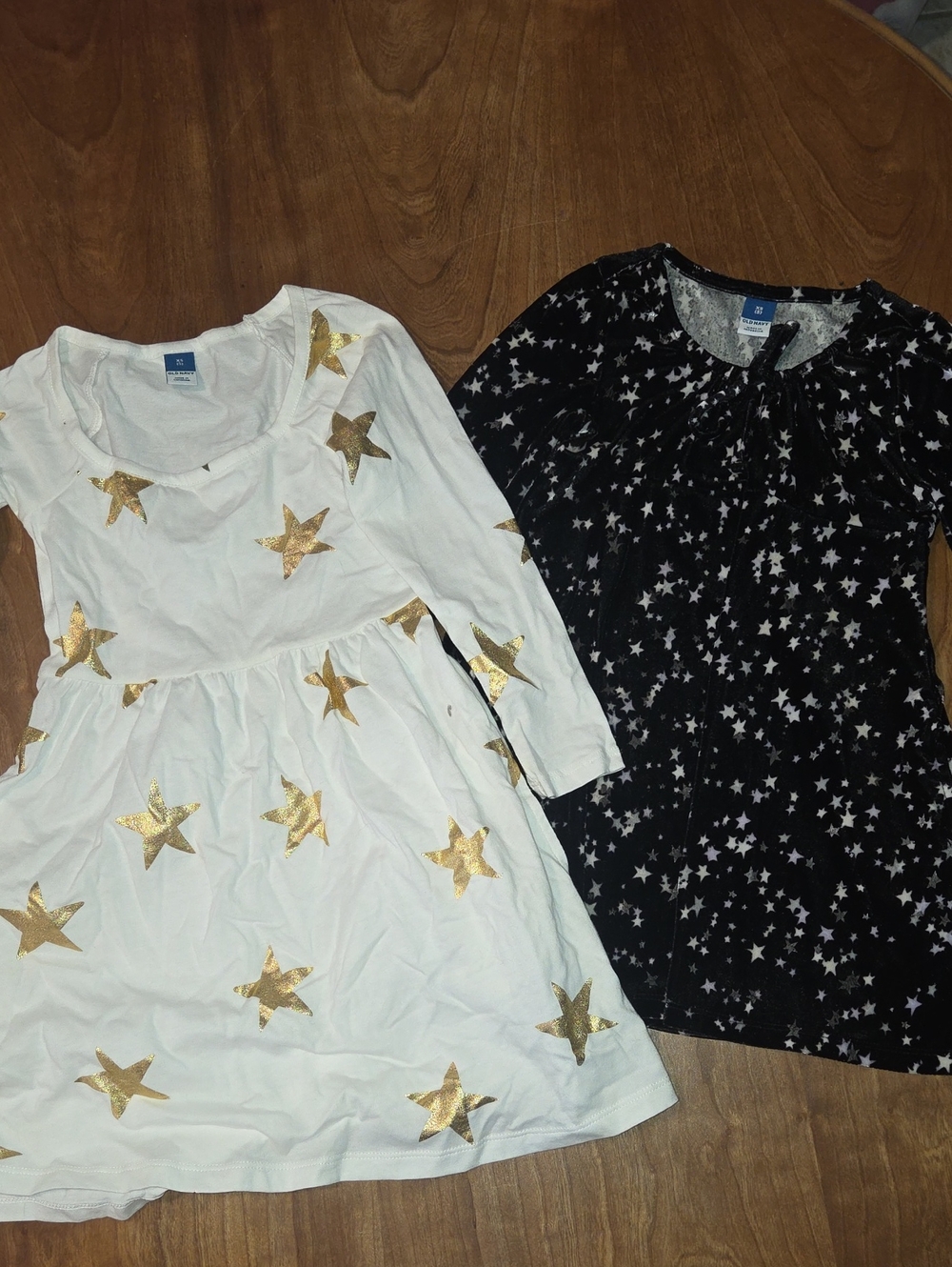 Old Navy White Dress with Gold Stars & Black Star-Print Velvet Dress